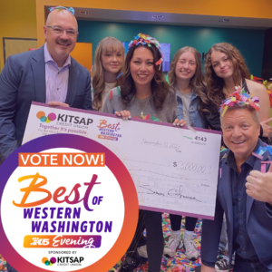 A group of people celebrate winning King 5 Evening's Best of Western Washington sponsored by Kitsap Credit Union